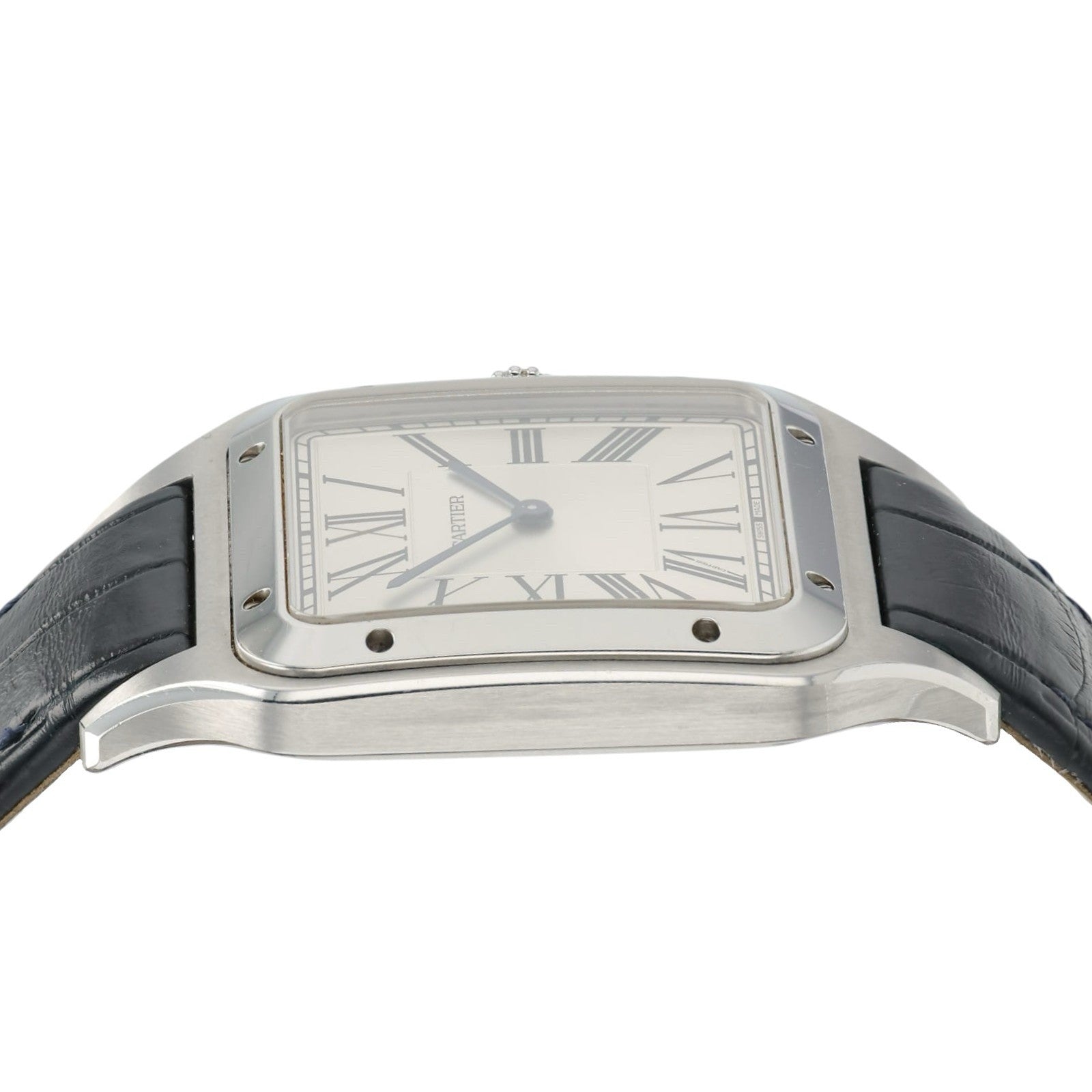 Cartier Santos Dumont Silver Dial Steel 46x33mm Manual Wind Mens Watch WSSA0032