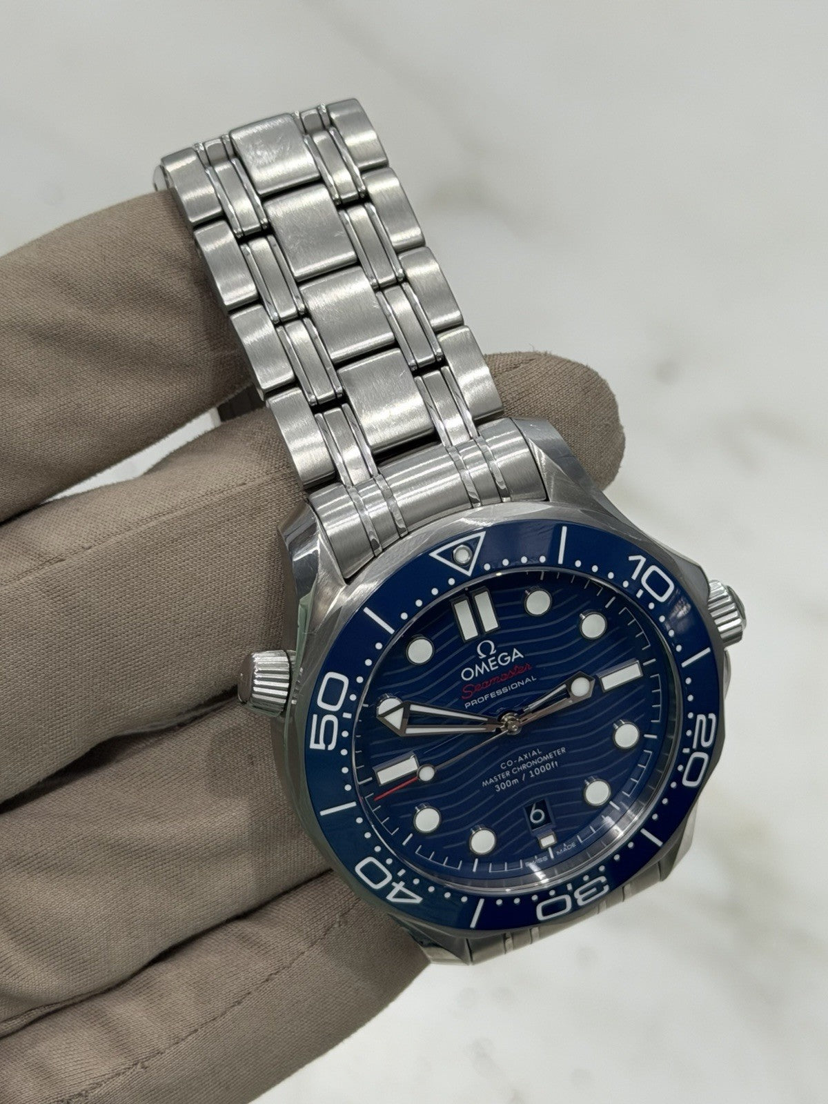 2022 Omega Seamaster Wave 300m Diver Blue Ceramic Watch 210.30.42.20.03.001