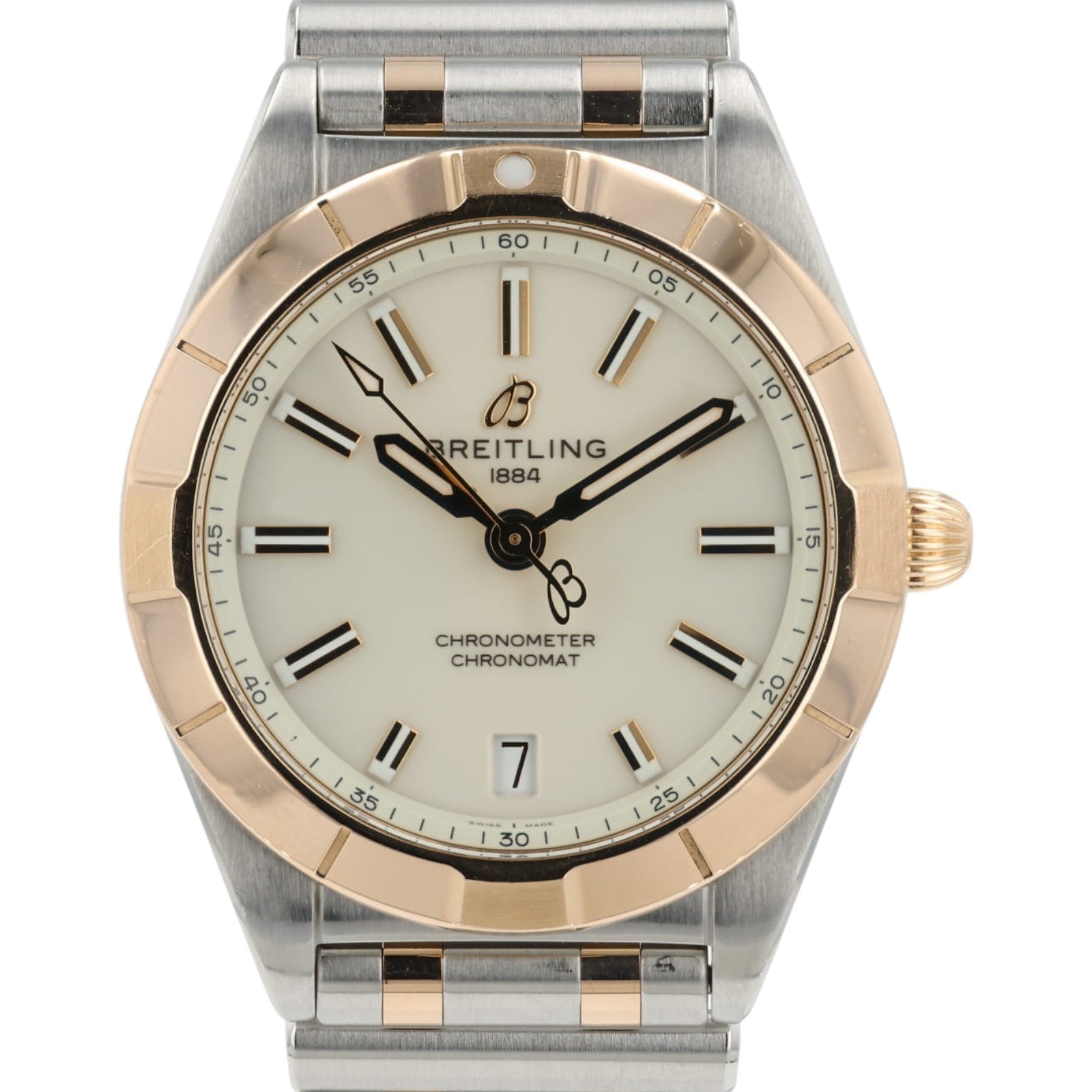 Breitling Chronomat White Dial 18k Rose Gold & Steel 32mm Quartz Womens U77310