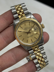 Rolex Datejust Yellow Gold And Stainless Steel 36mm Jubilee 16013 Champagne