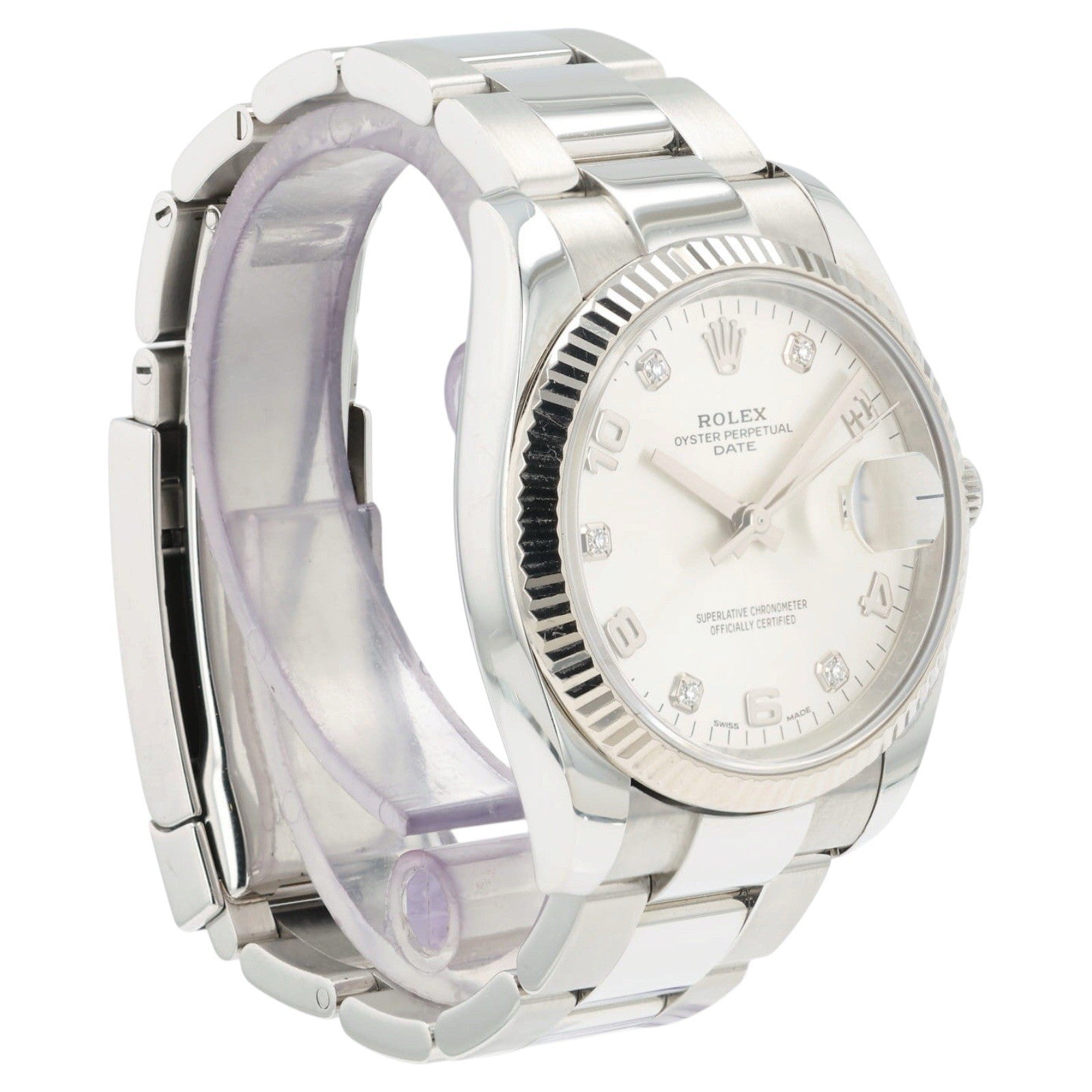 Rolex Date Silver Dial Stainless Steel 34mm Automatic Unisex Watch 115234