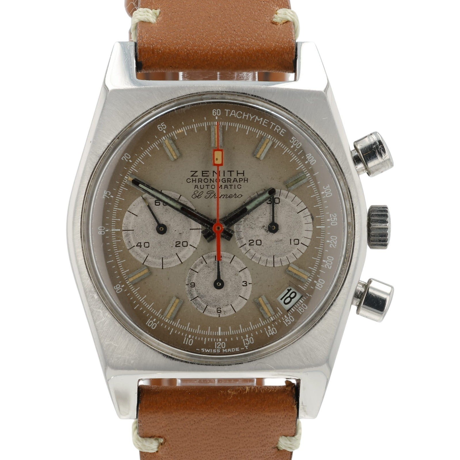 Zenith Chronograph El Primero Vintage Brown Dial Steel 37mm Automatic Mens A385