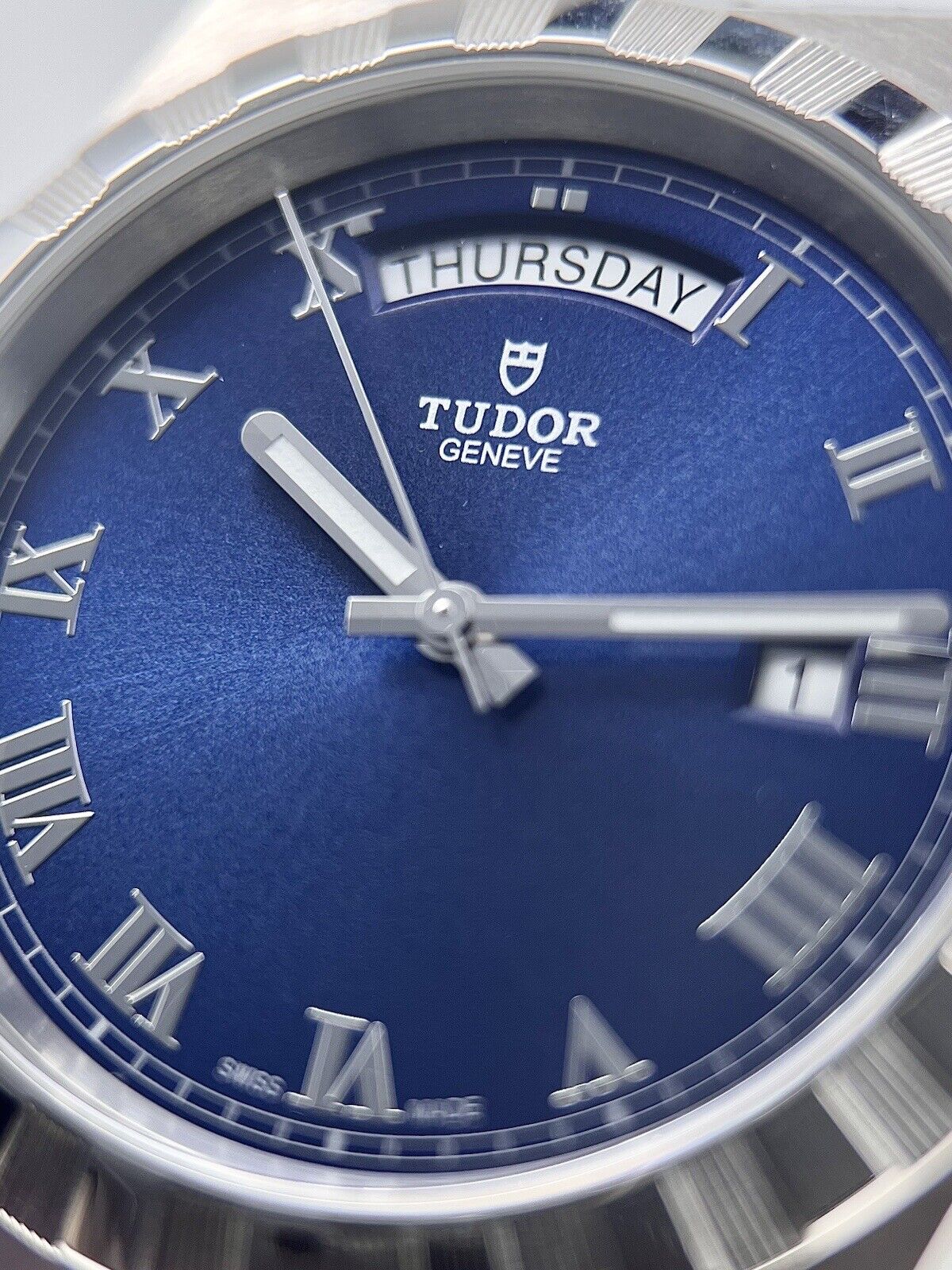 TUDOR Royal 28600 Day Date Blue Dial Stainless Steel Automatic Men's Watch B/P