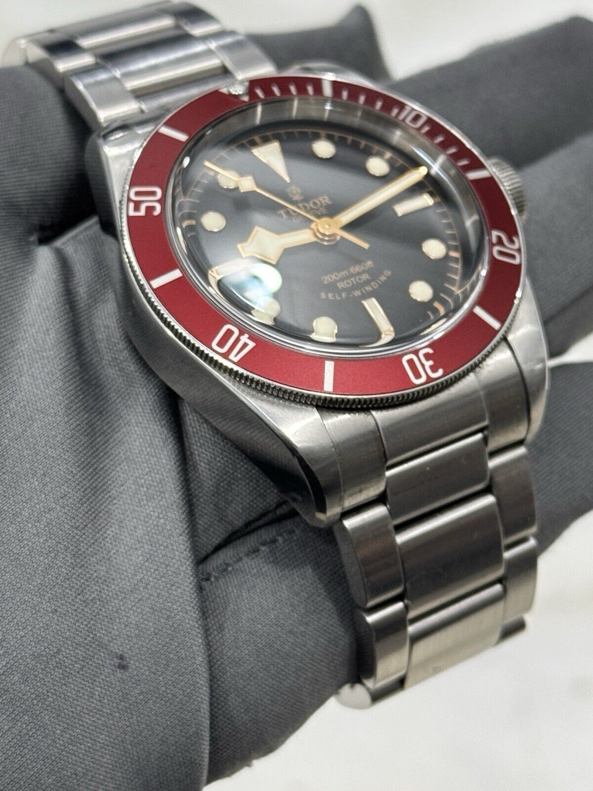 2014 Tudor Black Bay Smiley Stainless Steel Red 41mm Automatic Watch 79220R