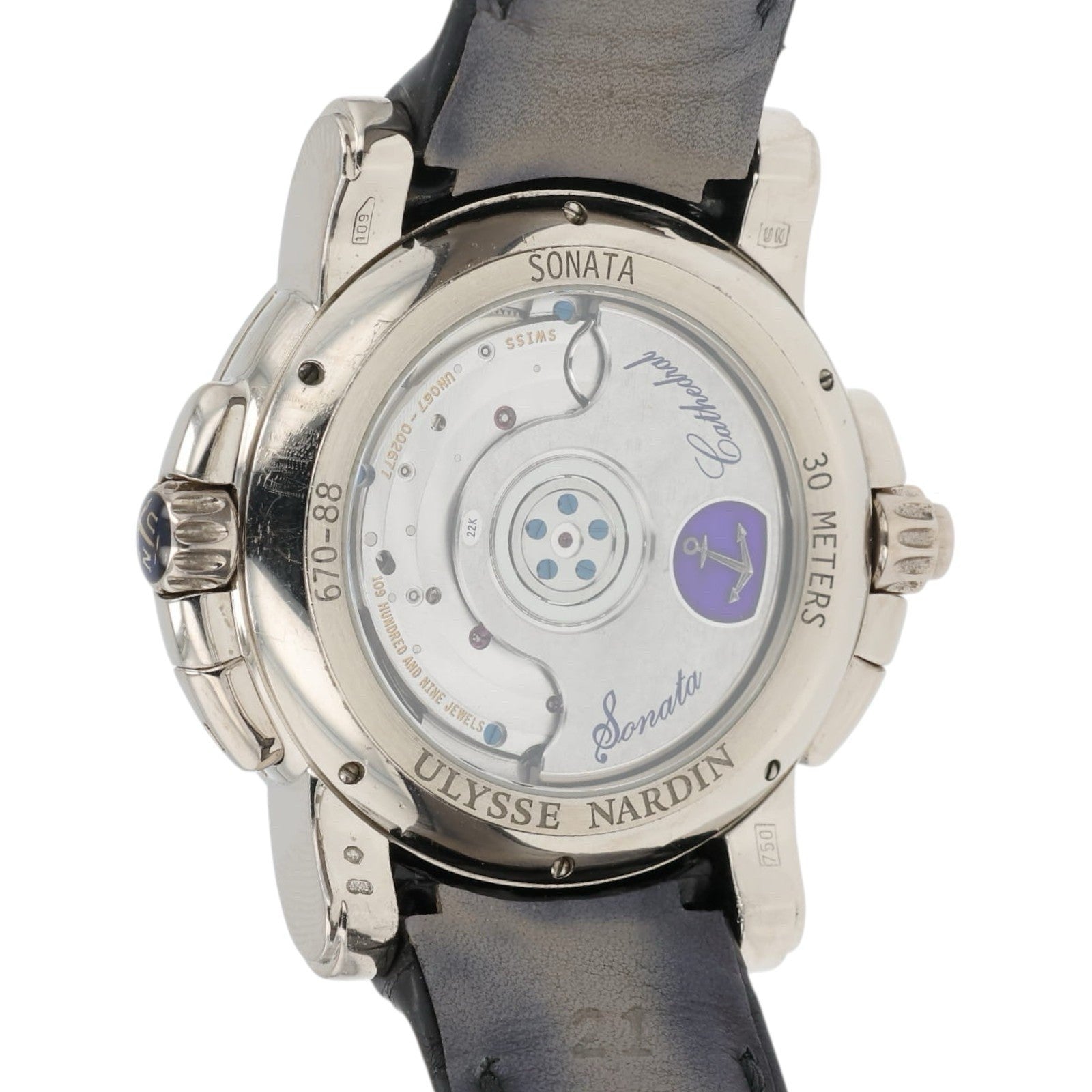 Ulysse Nardin Sonata Silver Dial 18k White Gold 42mm Automatic Mens Watch 670-88