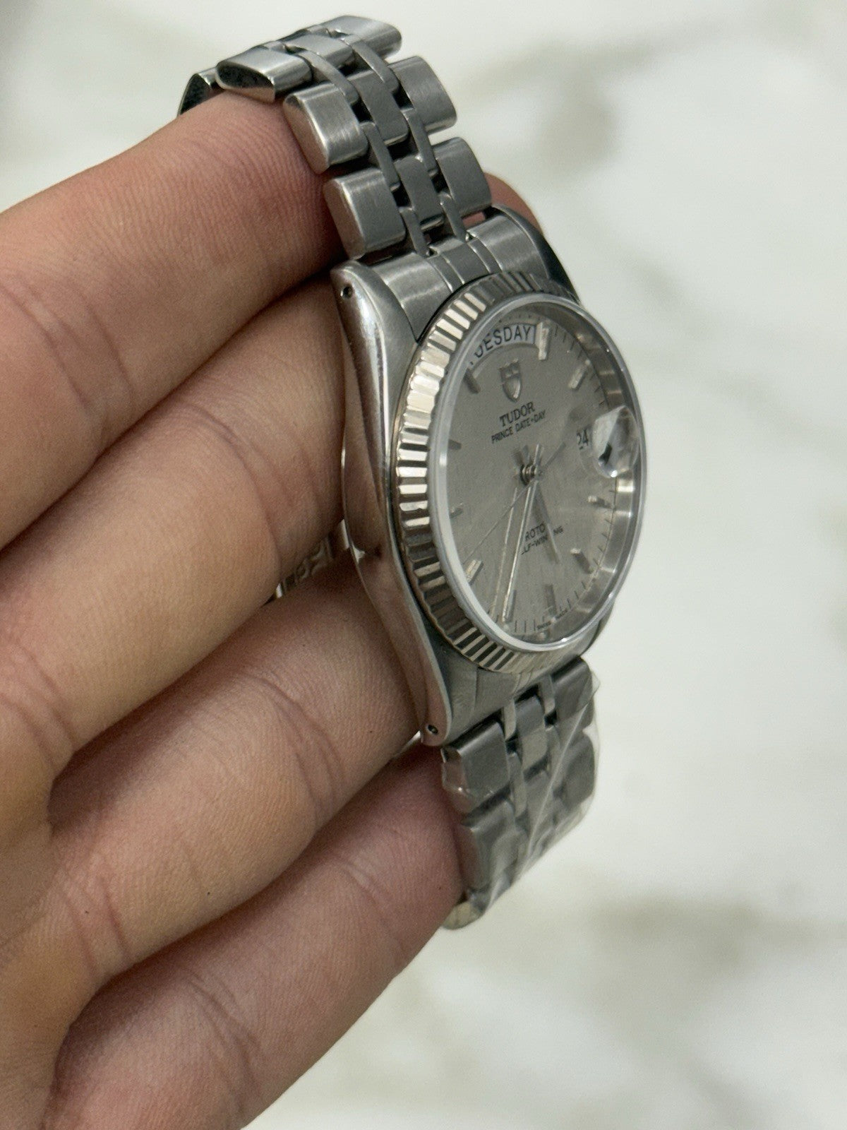 Tudor Prince Day & Date Stainless Steel 36mm Linen Automatic Watch 76214