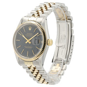 Rolex Two-tone Datejust Black Tapestry Dial 18k Gold & Steel 36mm Mens 16013