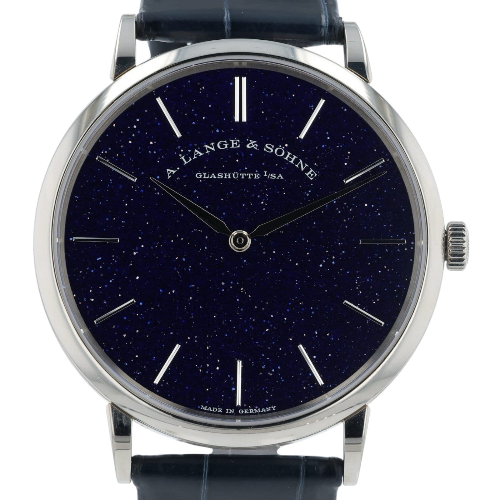 A. Lange & Sohne Saxonia Blue Dial 18k White Gold 39mm Manual Wind Men’s 205.086