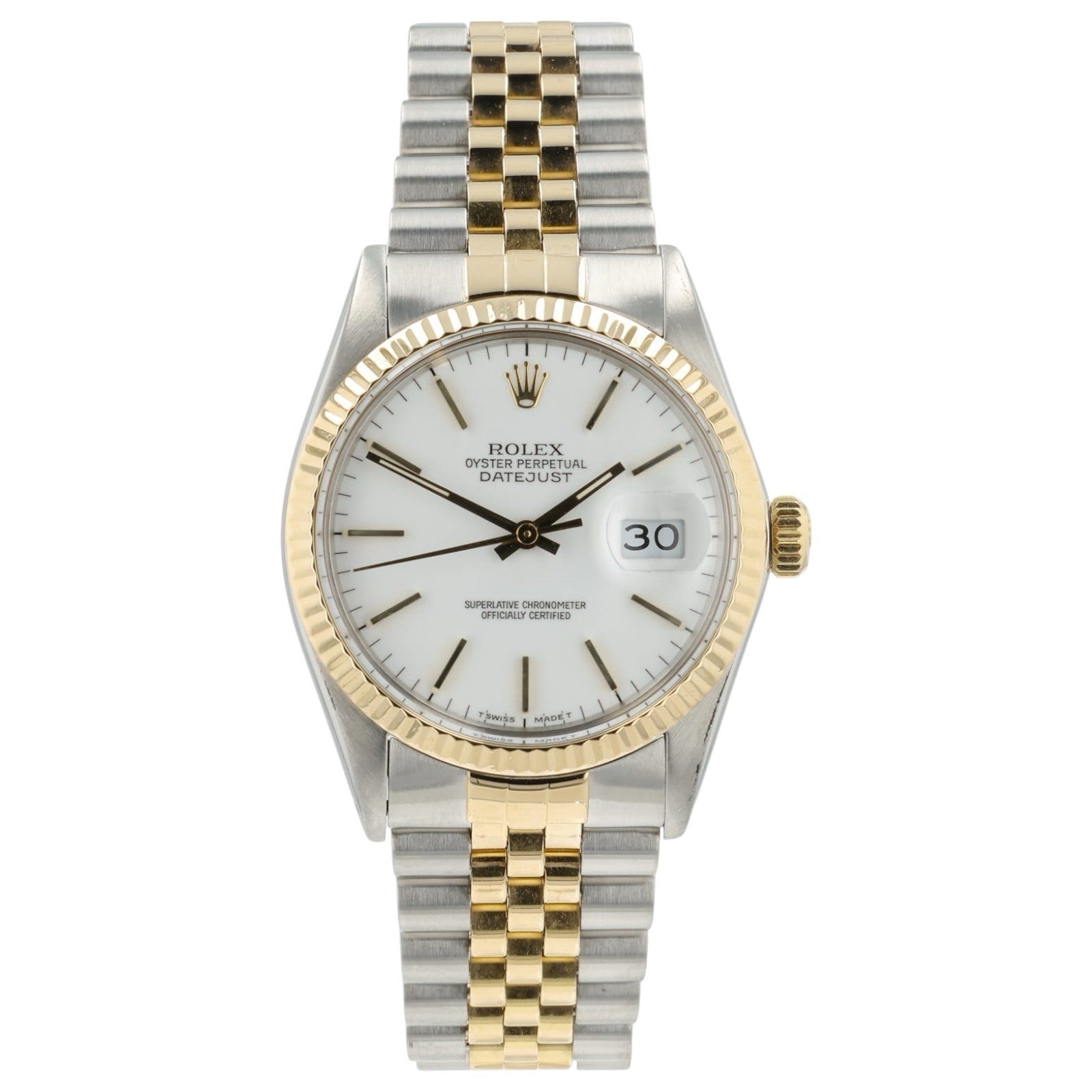Rolex Two Tone Datejust White Dial Gold & Steel 36mm Automatic Men’s Watch 16013