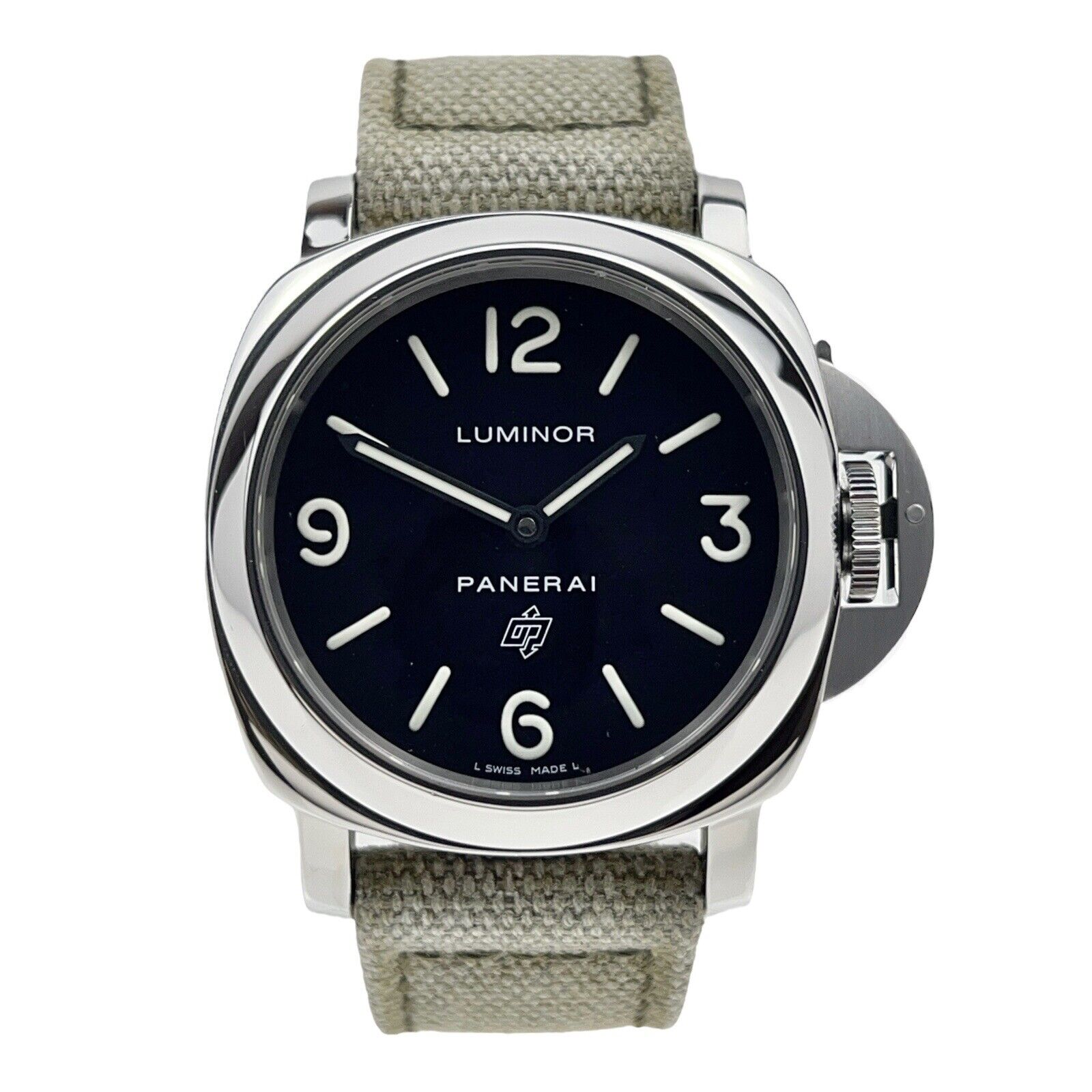 Panerai Luminor Base Logo Manual Wind 44mm Steel Mens Strap Watch PAM00000