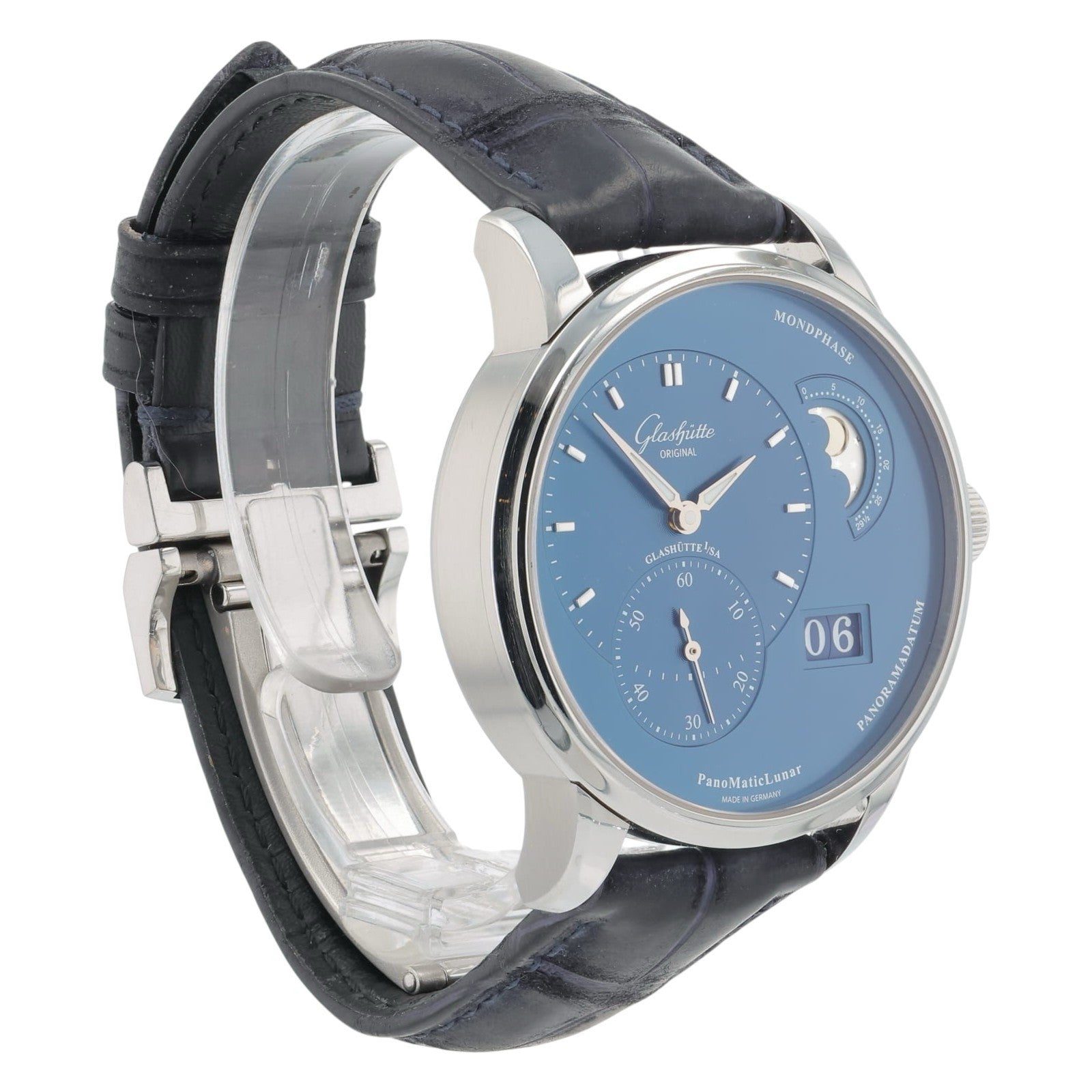 Glashutte Original Panomaticlunar Steel Blue Dial 40mm Watch 1-90-02-46-32-01