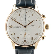 IWC Portuguieser Chrono White Dial 18k Rose Gold 40.9mm Automatic Mens IW371480