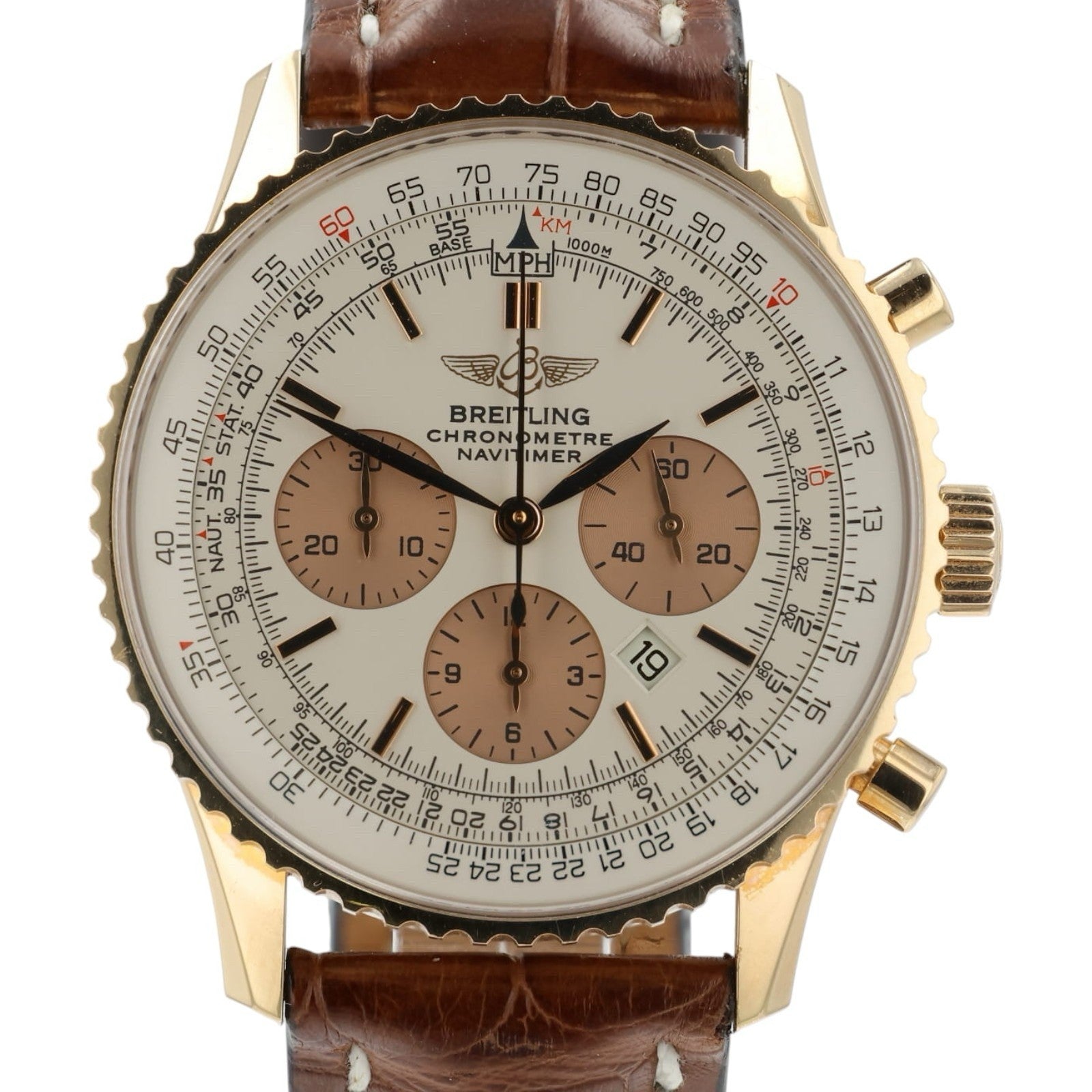 Breitling Navitimer Silver Dial 18k Rose Gold 38mm Automatic Men’s Watch R41380