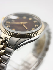 Rolex Datejust Two Tone Gold & Steel Red Dial 36mm Automatic Men’s Watch