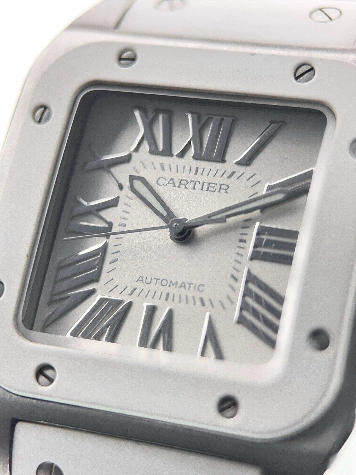 Cartier Santos 100 Stainless Steel White Dial 33mm Automatic Watch W20122U2