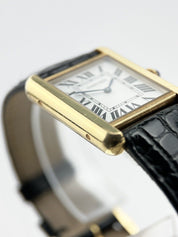 Cartier Tank Solo 2743 Silver Dial Steel & 18k Yellow Gold Quartz Watch 24mm