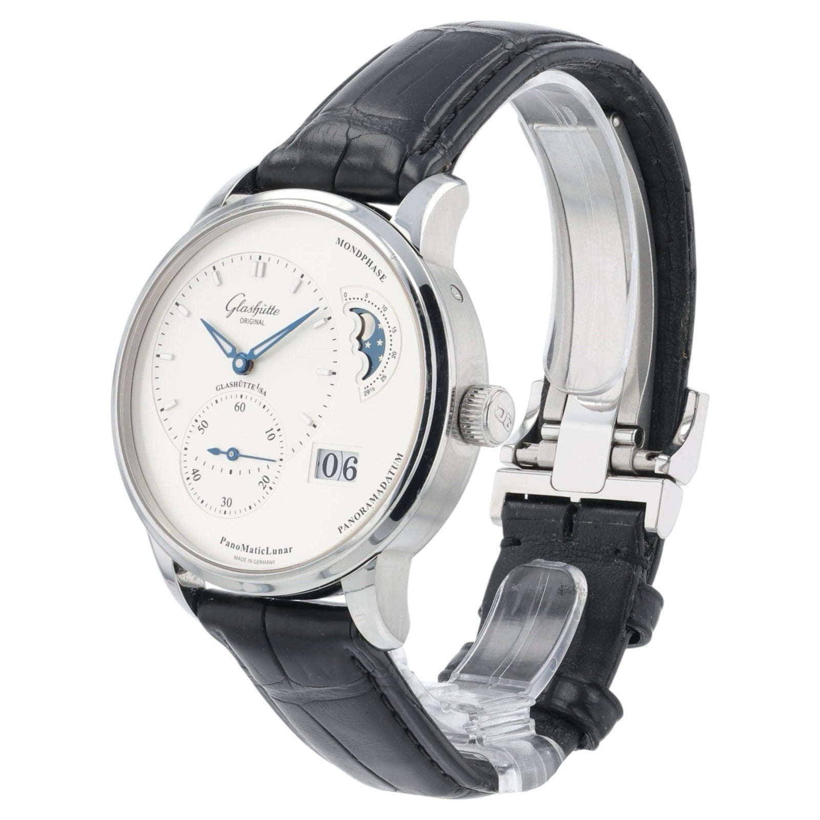 Glashutte Original PanoMaticLunar Steel Silver Dial 40mm Automatic Mens Watch
