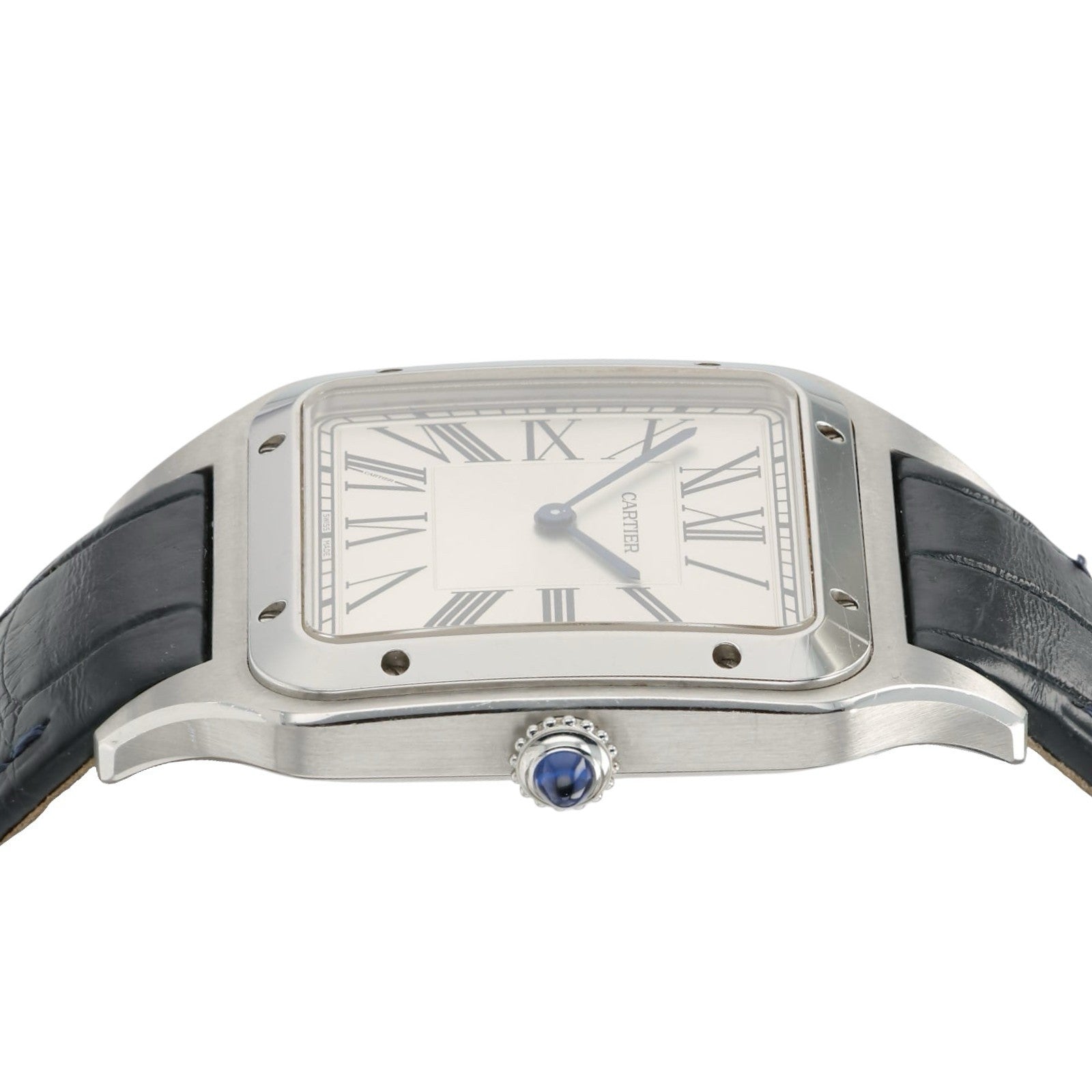 Cartier Santos Dumont Silver Dial Steel 46x33mm Manual Wind Mens Watch WSSA0032