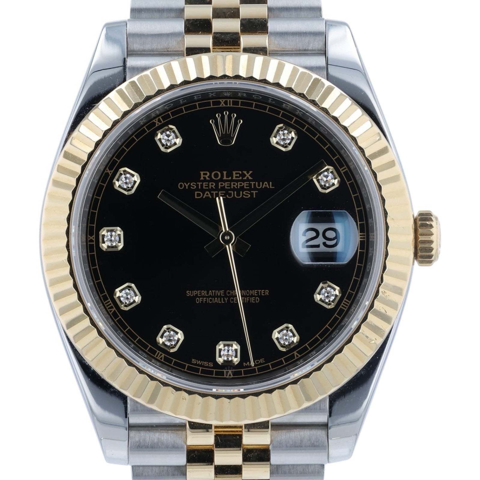 Rolex Datejust Black Dial Gold & Steel 41mm Automatic Movement Mens Watch 126333