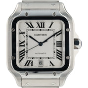 Cartier Santos Large Steel Silver Dial 39x47mm Automatic Mens Watch WSSA0018