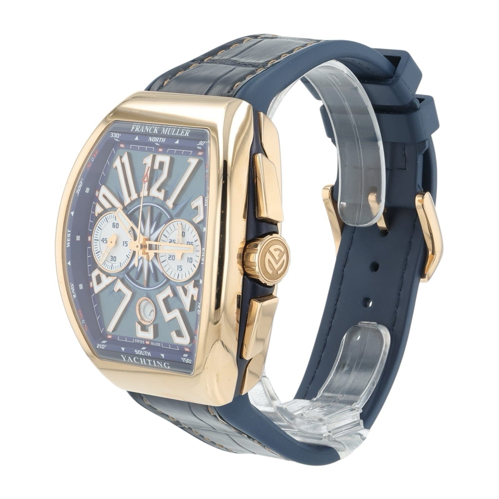 Franck Muller Vanguard Yachting 18k Rose Gold Blue Dial 45mm Automatic Watch