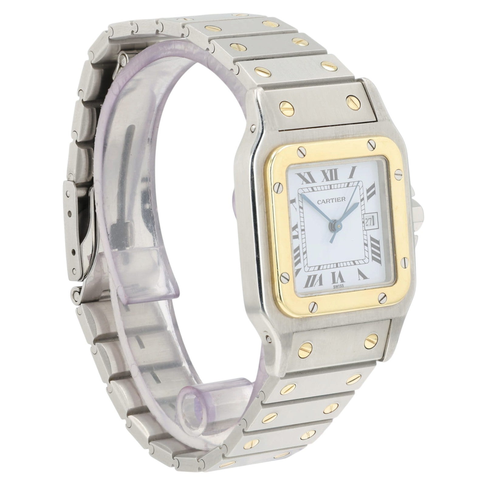 Cartier Santos Galbe White Dial Gold & Steel 41x29mm Automatic Mens Date 2961