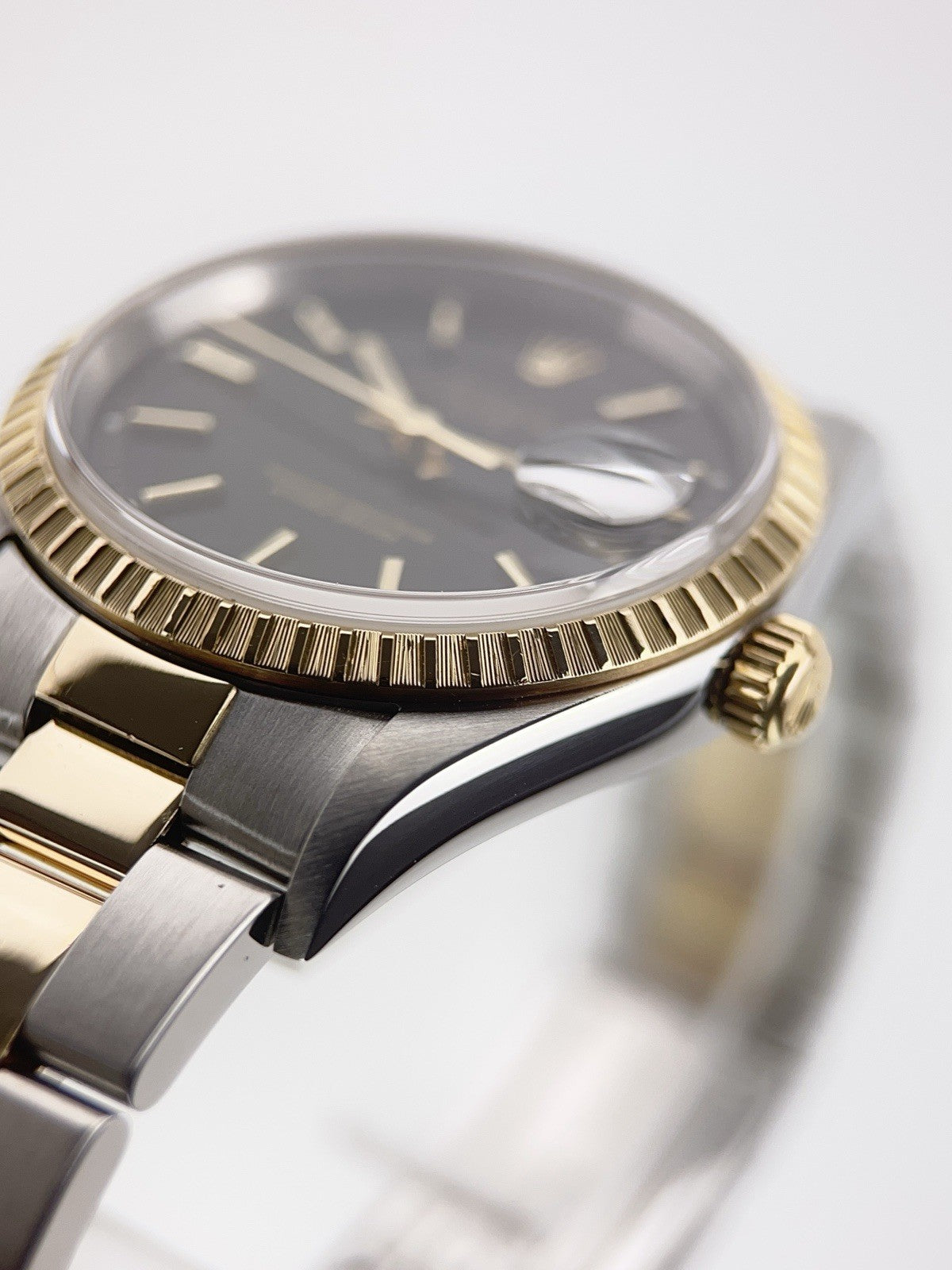 Rolex Oyster Perpetual Gold & Steel Black Dial 34mm Automatic Mens Watch 15223