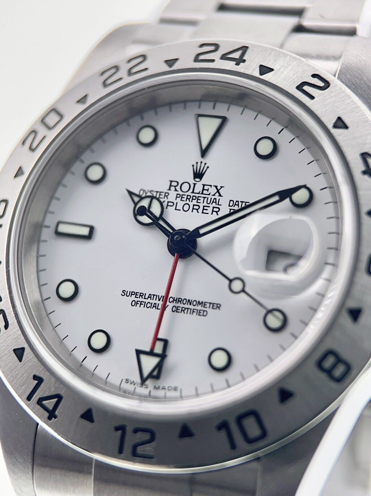 Rolex Explorer II Steel White Dial 40mm Automatic Men’s Watch 16570 W/ Papers