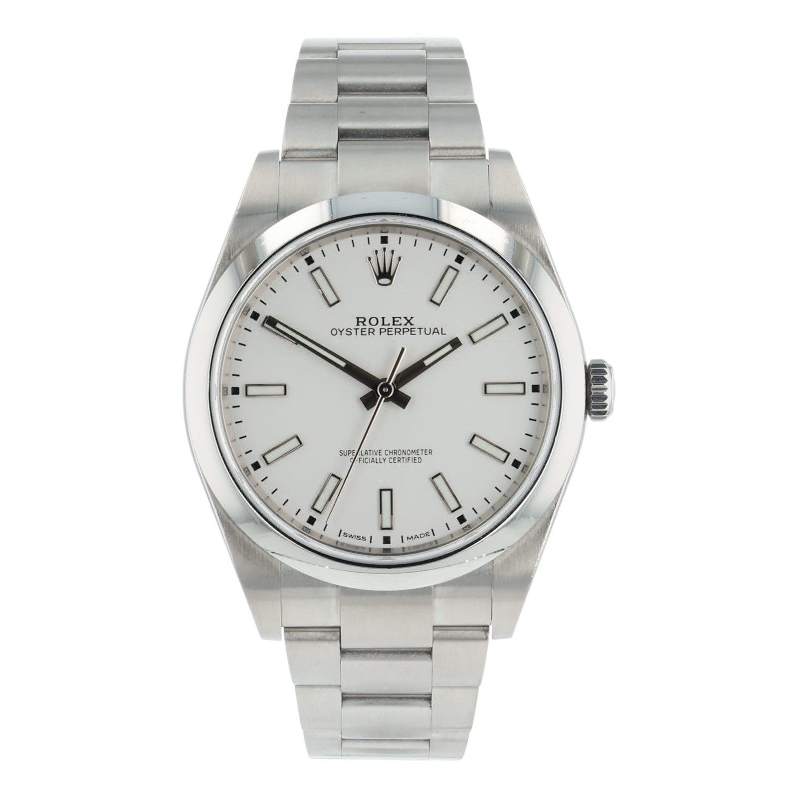 Rolex Oyster Perpetual 39 Stainless Steel White Dial 39mm Automatic Mens 114300