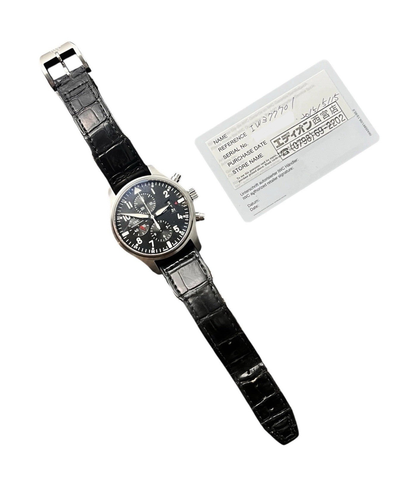 IWC Pilot's Chronograph Black Dial Stainless Steel 43mm Automatic Mens IW377701