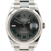 Rolex Datejust Wimbledon Dial Steel 36mm Automatic Swiss Made Mens Watch 126234