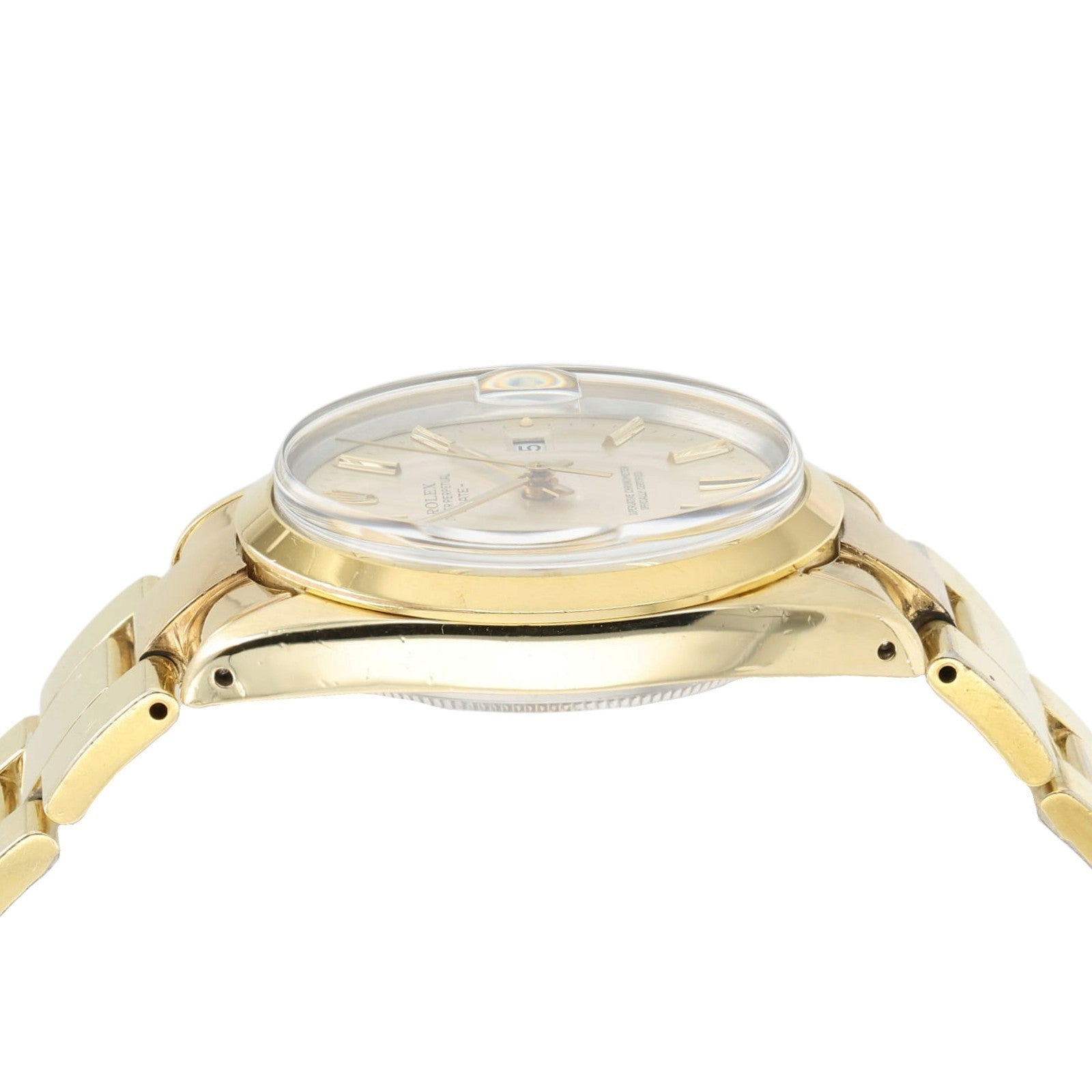 Rolex OP Date Champagne Dial Gold and Steel 34mm Automatic Unisex Watch 15505