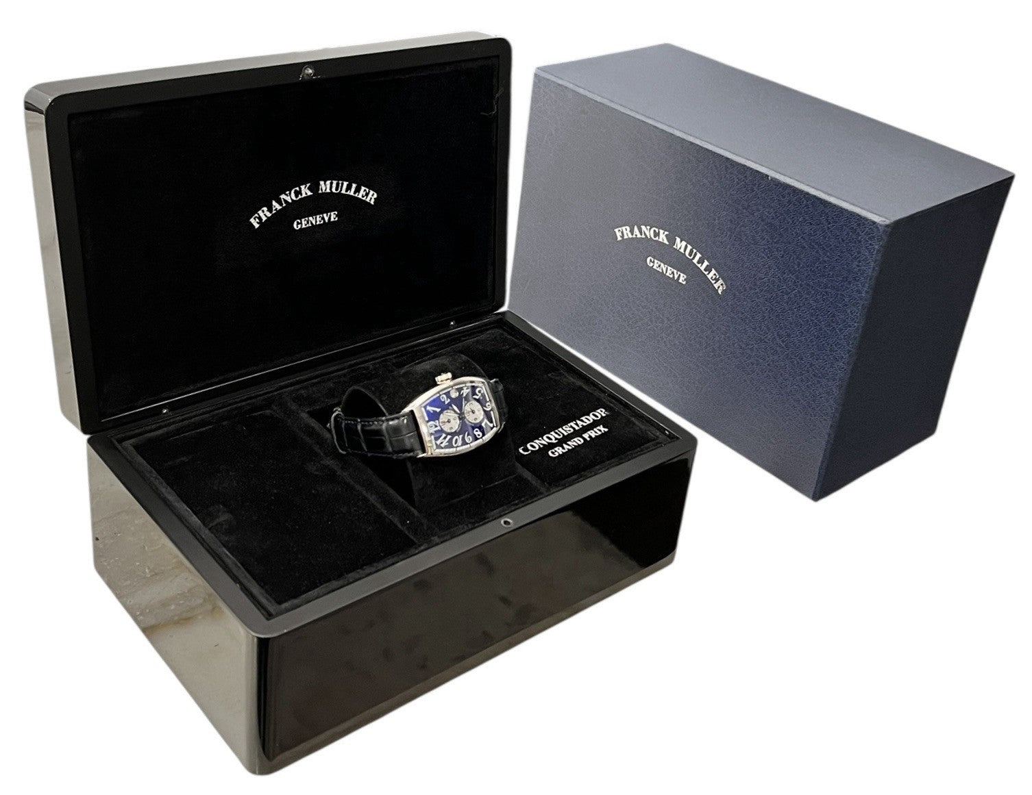 Frank Muller Master Banker 18k White Gold Blue Dial 34mm Automatic Watch 6850MB
