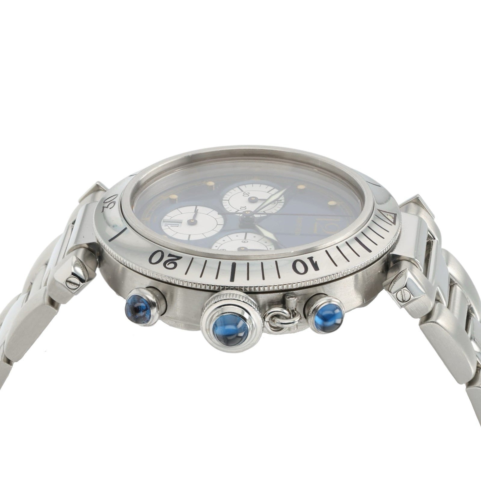 Cartier Pasha Chrono Blue Dial Stainless Steel 38mm Quartz Movement W3100355