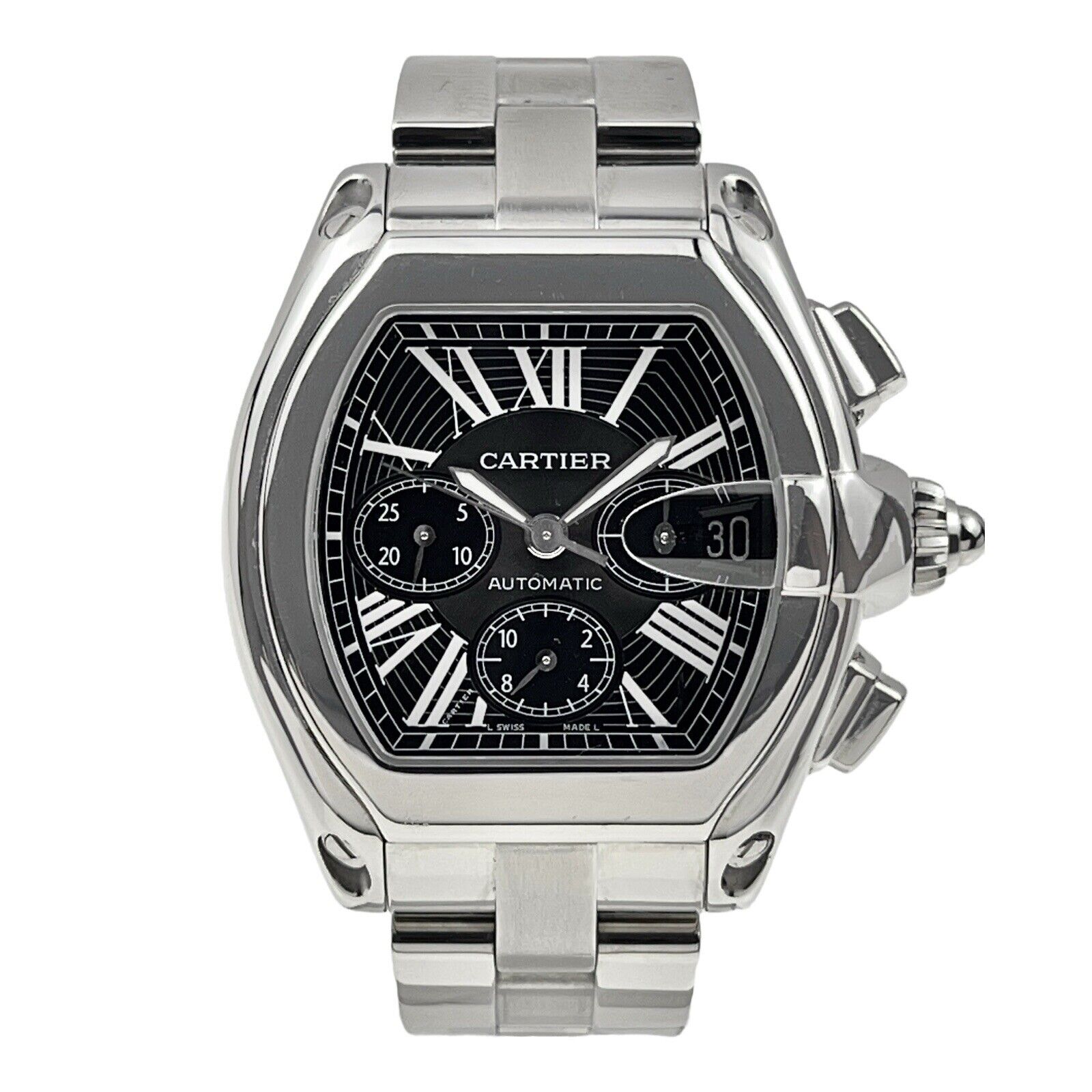 Cartier Roadster Chronograph Steel Black 40mm Automatic Men’s Watch 2618