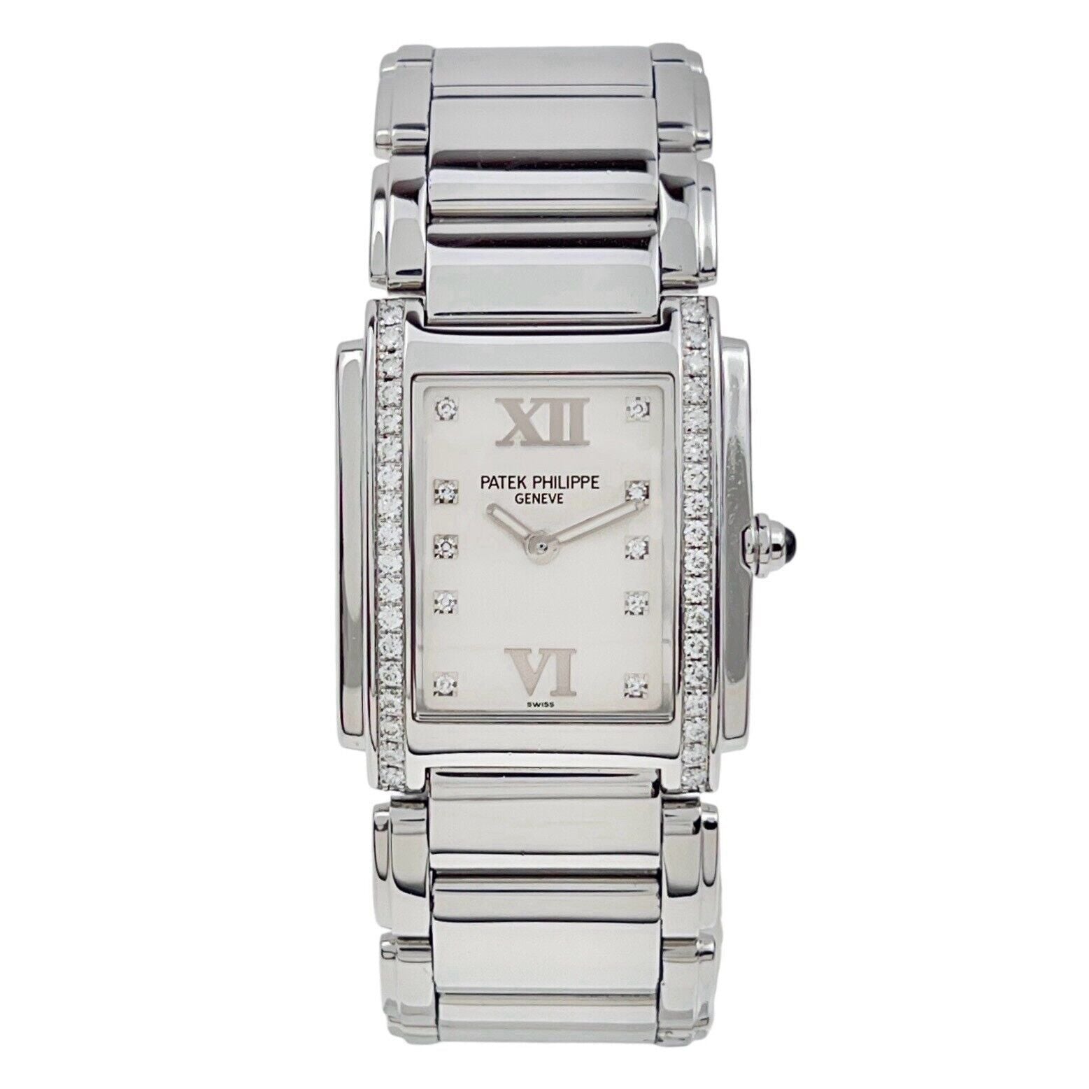 Patek Philippe Steel 24mm Quartz Women’s Diamond Watch 4910 - Box/Papers