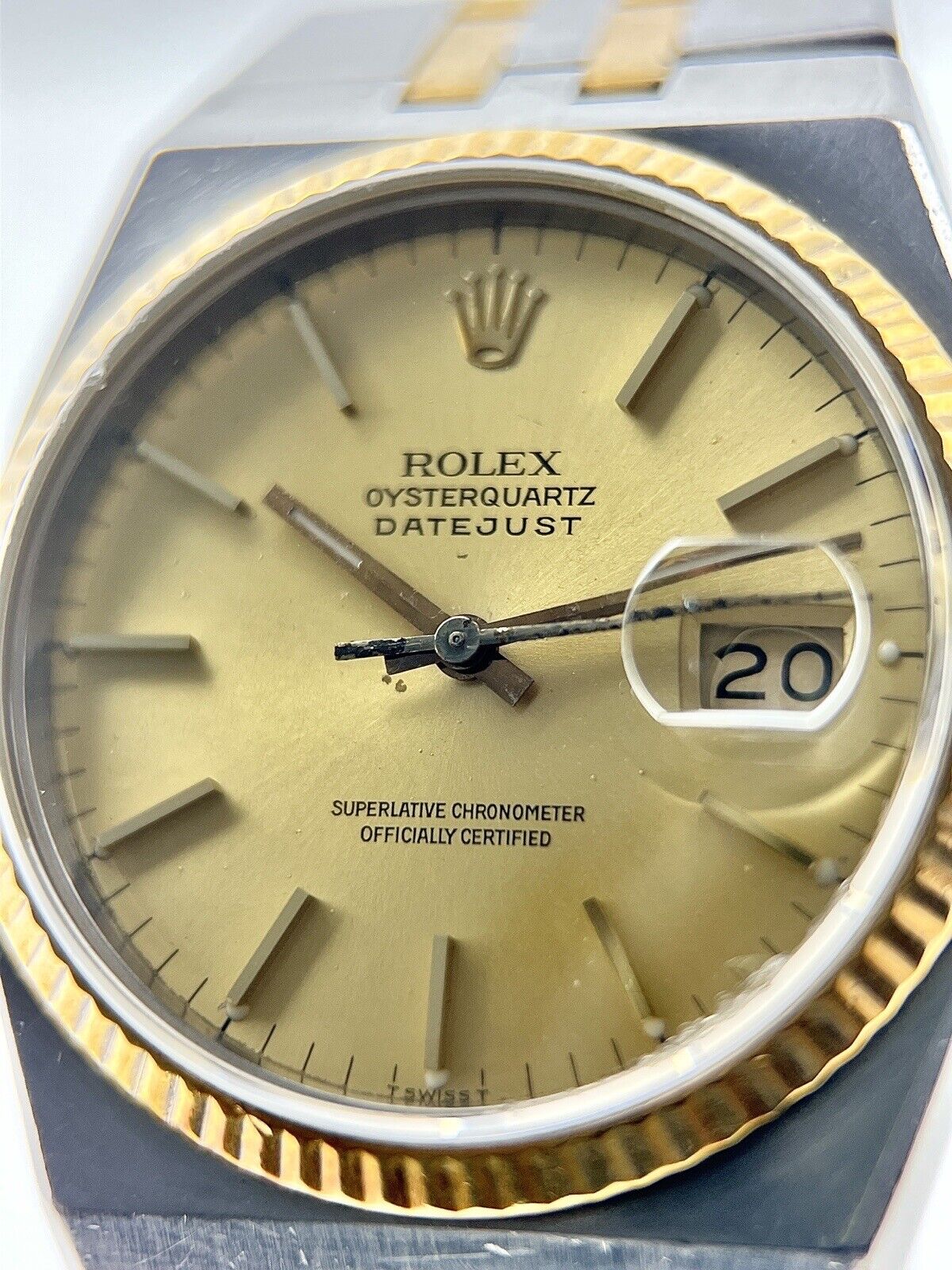 Rolex 17013 Oysterquartz Datejust 18K Yellow Gold & Stainless Steel 36mm Watch