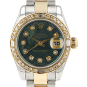 Rolex Datejust Two-Tone Green Dial Steel & Gold 26mm Automatic Womens 179163