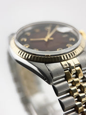 Rolex Datejust Two Tone Gold & Steel Red Dial 36mm Automatic Men’s Watch