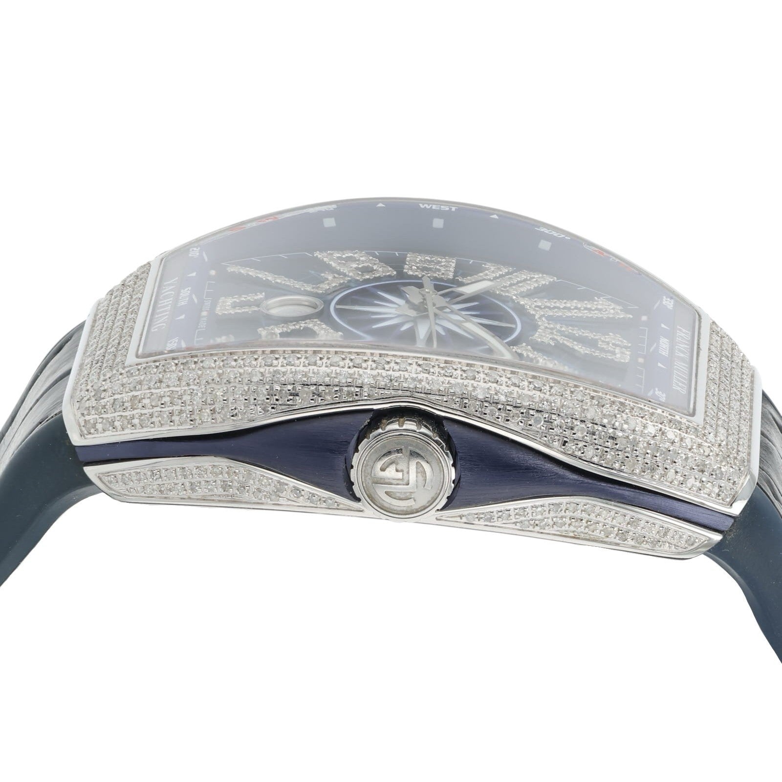 Franck Muller Vanguard Diamond Steel Blue Dial 45mm Automatic Mens V45SCDT