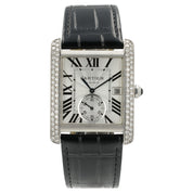 Cartier Tank Silver Dial Stainless Steel Diamond 34mm Automatic Watch WSTA0007