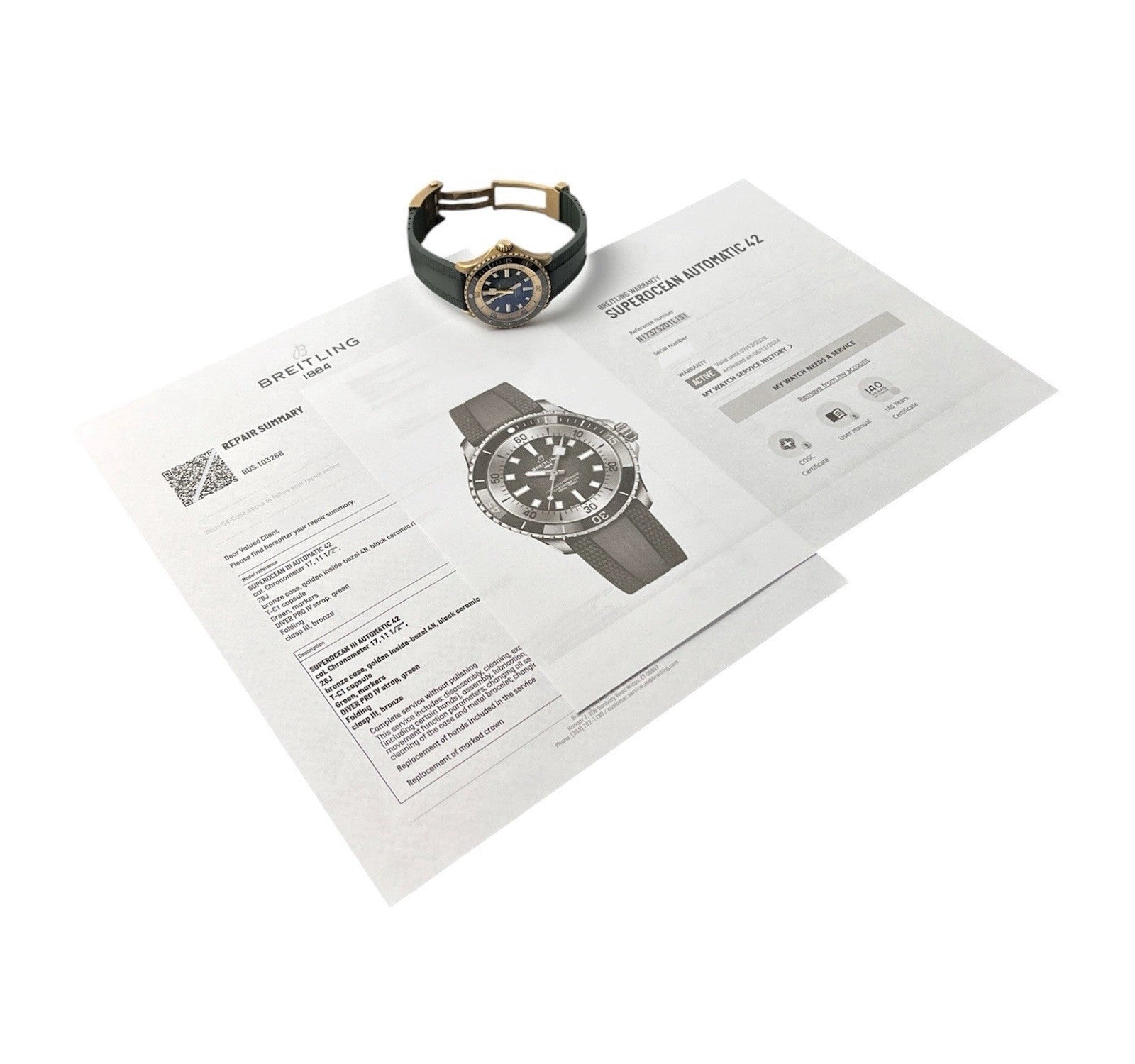 2026 SERVICE Breitling SuperOcean Green Dial Bronze 42mm Auto Men’s Watch N17375