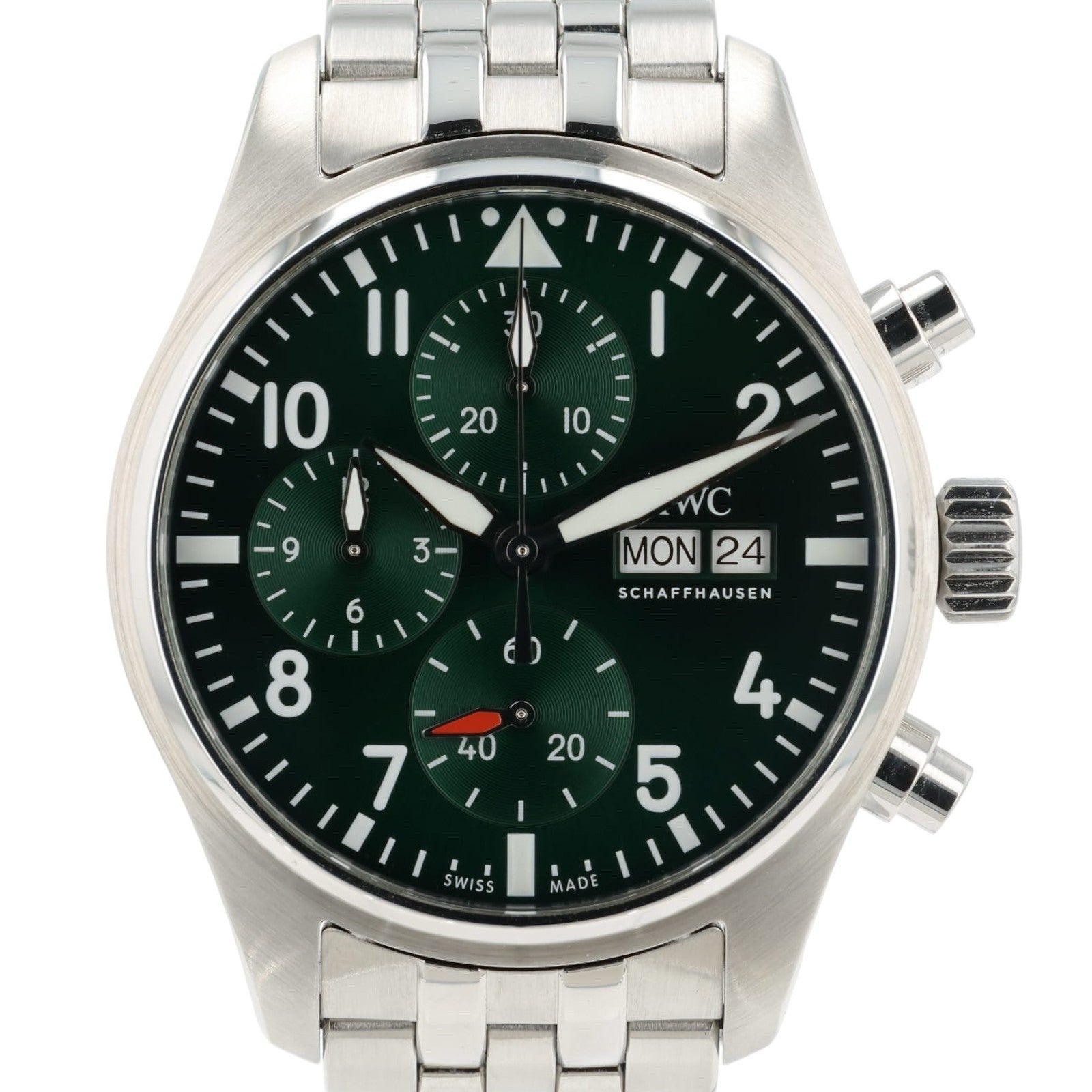 IWC Pilot Chrono Green Dial Stainless Steel 41mm Automatic Men’s Watch IW388104