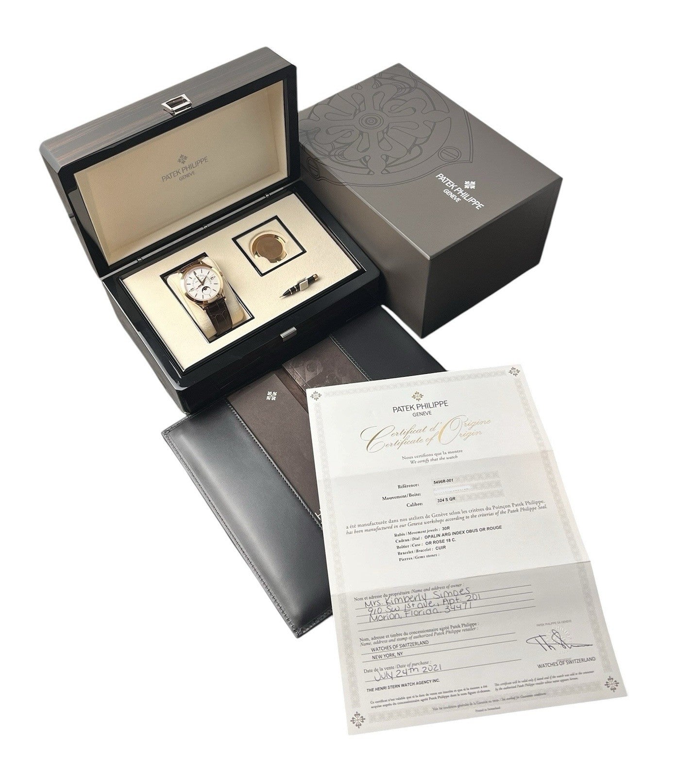 Patek Philippe Perpetual Calendar Silver Dial 18k Rose Gold 39.5mm Mens 5496R001