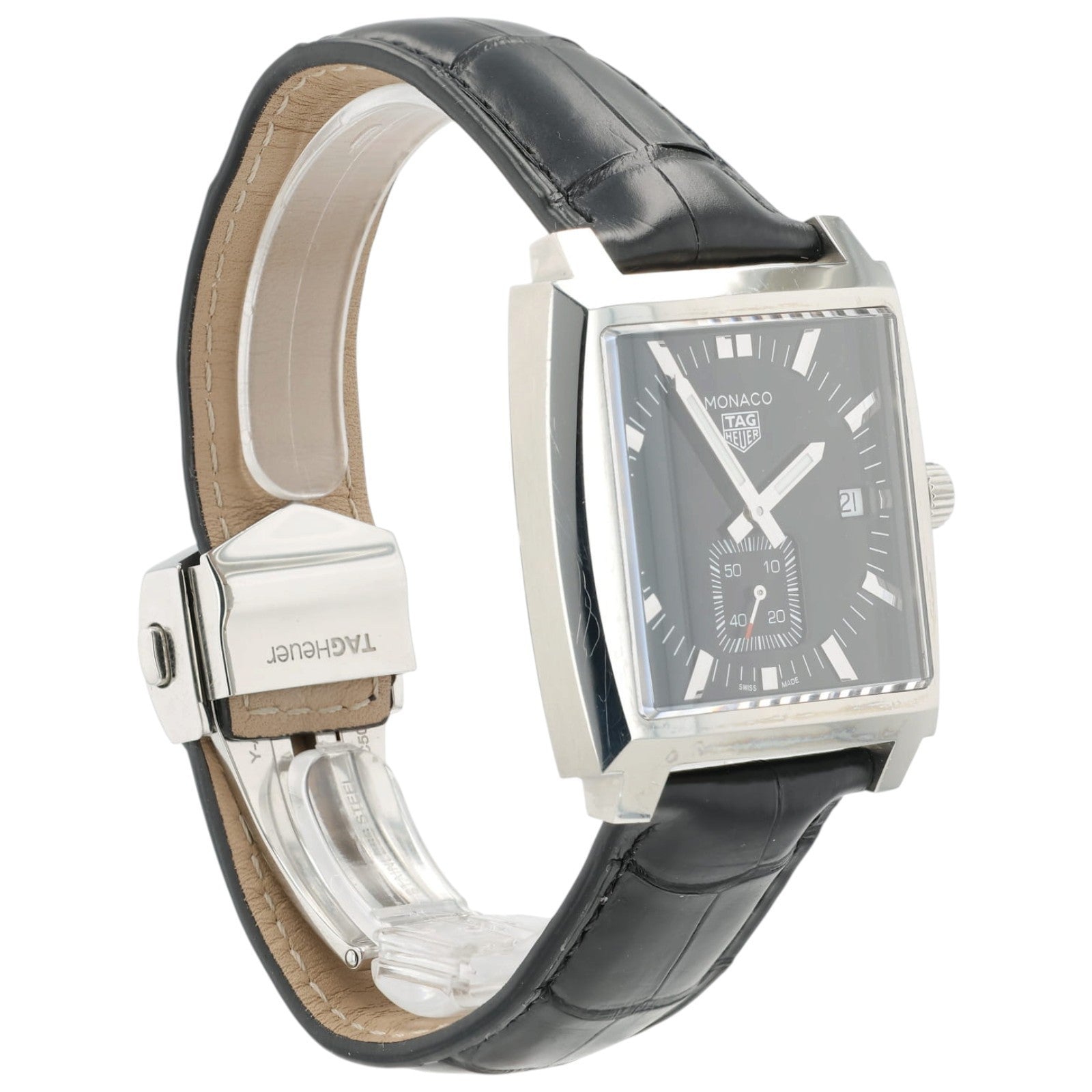Tag Heuer Monaco Black Dial Stainless Steel 37mm Quartz Mens Watch WAW131A