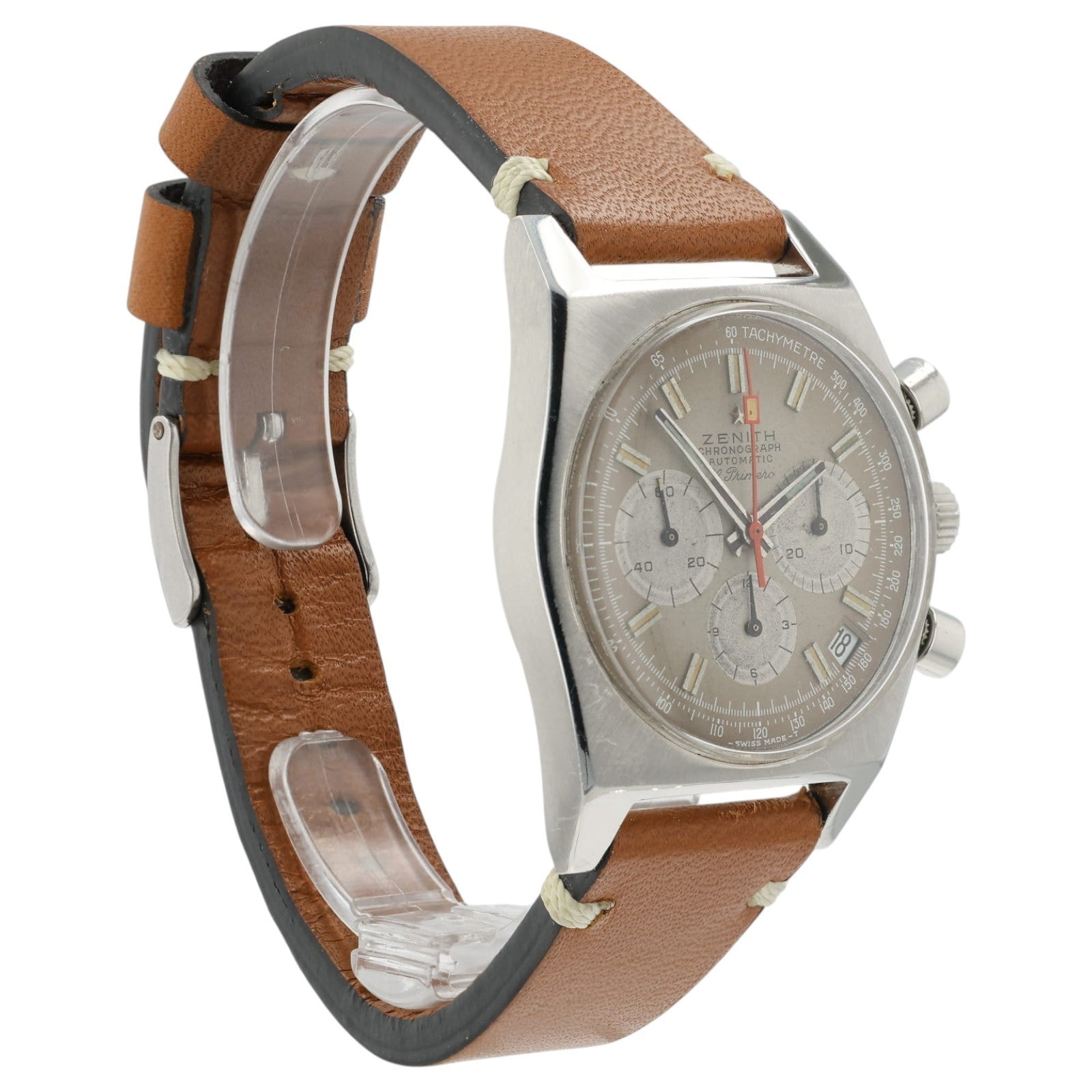 Zenith Chronograph El Primero Vintage Brown Dial Steel 37mm Automatic Mens A385
