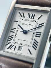 Cartier Tank Solo Stainless Steel Silver Dial 29mm Automatic Mens Watch W5200027