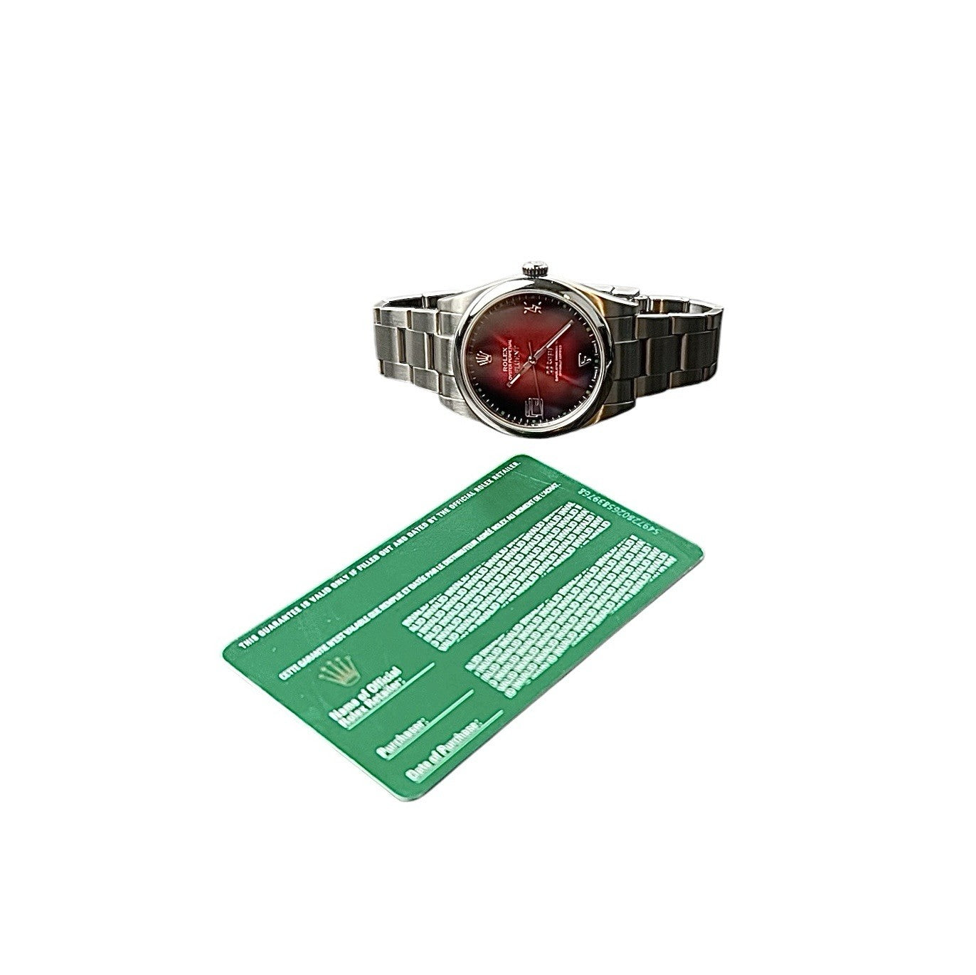 Rolex Oyster Perpetual Red Dial Stainless Steel 39mm Automatic Mens Watch 114300