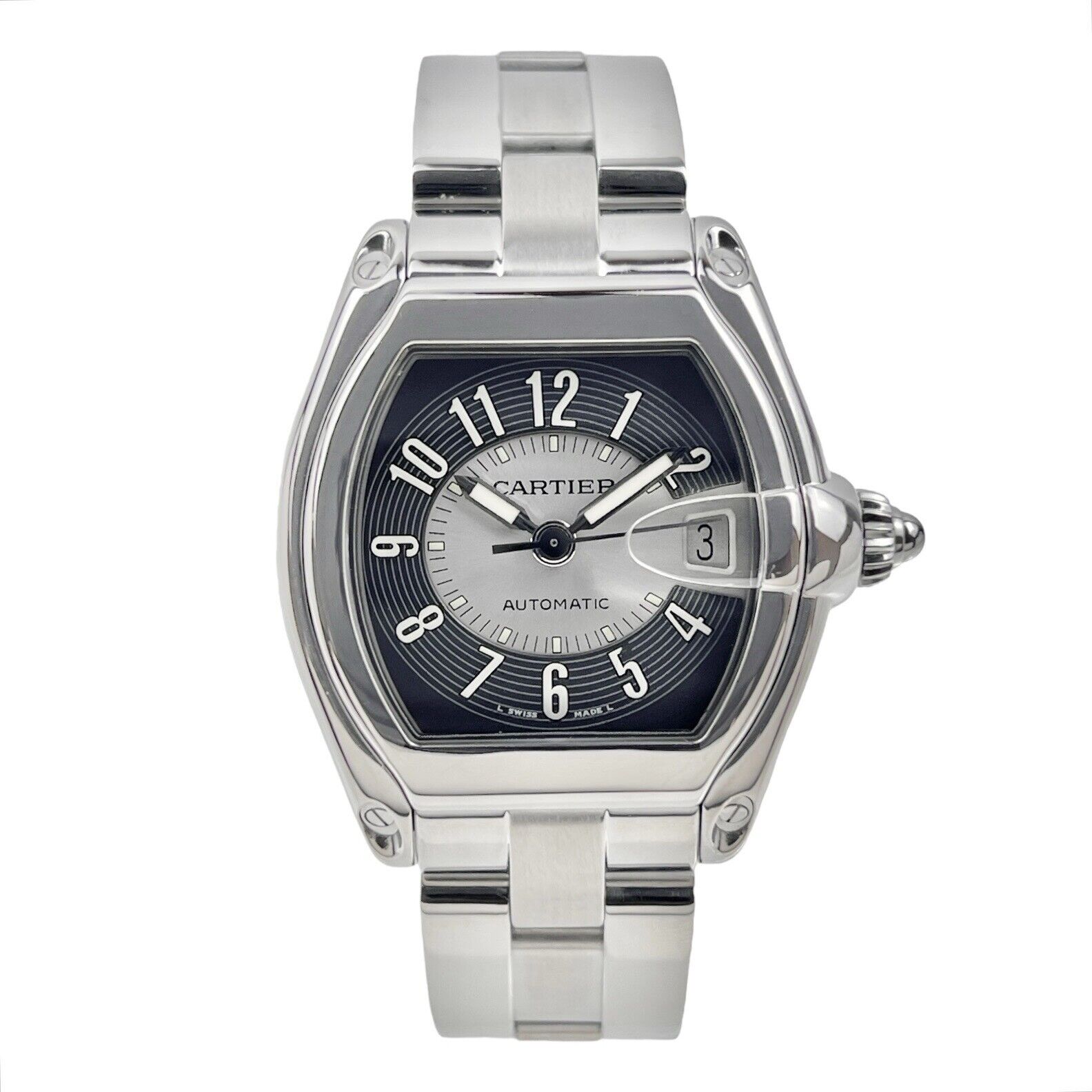 Cartier Roadster 37mm Automatic Men's Watch Stainless Steel Gray Dial 2510