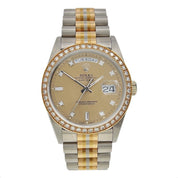 Rolex Daydate Tridor 18k White Yellow Rose Gold 36mm Automatic Men’s 18349